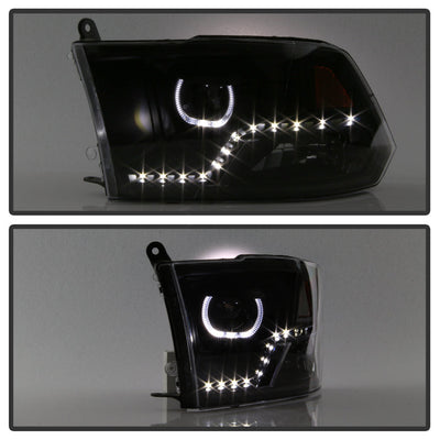 SPYDER xTune Dodge Ram 2009-2014 Halo LED Projector Headlights - Black PRO-JH-DR09-CFB-BK 9036729