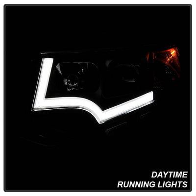 SPYDER xTune 11-14 Ford Edge DRL Light Bar Projector Headlights - Black PRO-JH-FEDGE11-LB-BK 9045301