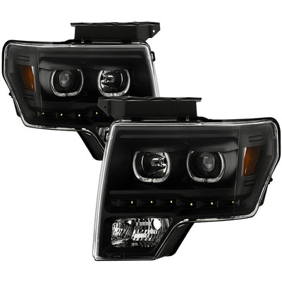 SPYDER Xtune Ford F150 09-14 Projector Headlights Halogen Model Only LED Halo Black PRO-JH-FF15009-CFB-BK 9032226
