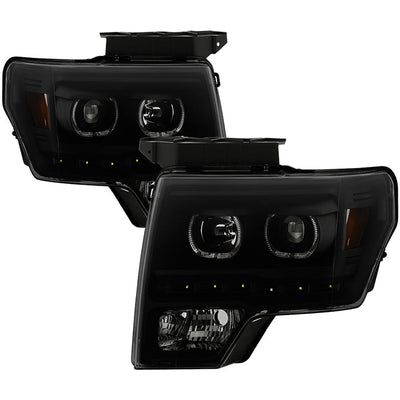 SPYDER Xtune Ford F150 09-14 Projector Headlights Halogen Model LED Halo Black Smoke PRO-JH-FF15009-CFB-BSM 9032233