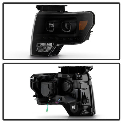 SPYDER Xtune Ford F150 09-14 Projector Headlights Halogen Model LED Halo Black Smoke PRO-JH-FF15009-CFB-BSM 9032233