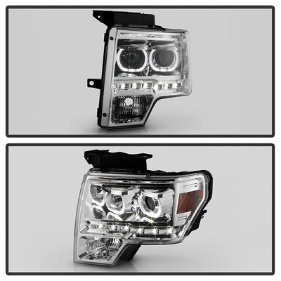 SPYDER Xtune Ford F150 09-14 Projector Headlights Halogen Model Only LED Halo Chrome PRO-JH-FF15009-CFB-C 9032240