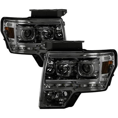 SPYDER Xtune Ford F150 09-14 Projector Headlights Halogen Model Only LED Halo Smoked PRO-JH-FF15009-CFB-SM 9032257