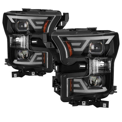 SPYDER xTune 15-17 Ford F-150 DRL LED Light Bar Projector Headlights - Black (PRO-JH-FF15015-LB-BK) 9042935