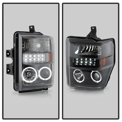 SPYDER Xtune Ford F250/350/450 Super Duty 08-10 Projector Headlights LED Halo Black PRO-JH-FS08-LED-BK 5076267