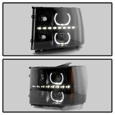SPYDER Xtune GMC Sierra 2500/3500HD 07-13 Projector Headlights LED Halo- Black Smoked PRO-JH-GSIE07-CFB-BSM 9032271