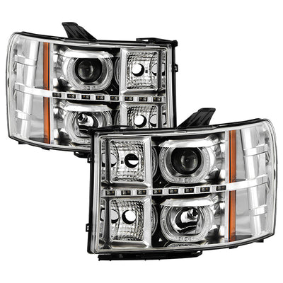 SPYDER Xtune GMC Sierra 1500/2500/3500 07-13 Projector Headlights LED Halo- Chrome PRO-JH-GSIE07-CFB-C 9032288