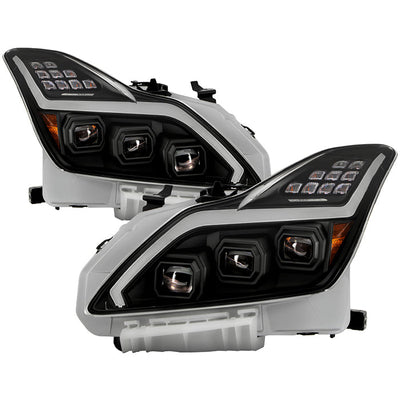 SPYDER 08-15 Infiniti G37 G37X Coupe Full LED Projector Headlights w/ Sequential Turn Signal - Black 9050473