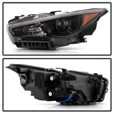 SPYDER xTune 14-17 Infiniti Q50 Sedan HID (w/o Adaptive) Projector Headlights Black PRO-JH-IQ5014-4D-AM-BK 9946301