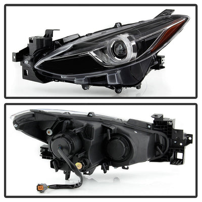 SPYDER xTune 14-17 Mazda 3 Sedan Halogen Model Only LED Light Bar Proj Headlights - Blk - PRO-JH-M314-LB-BK 9047206