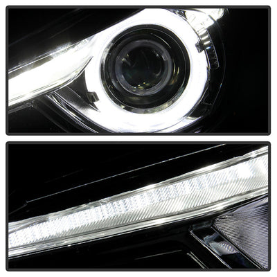 SPYDER xTune 14-17 Mazda 3 Sedan Halogen Model Only LED Light Bar Proj Headlights - Blk - PRO-JH-M314-LB-BK 9047206
