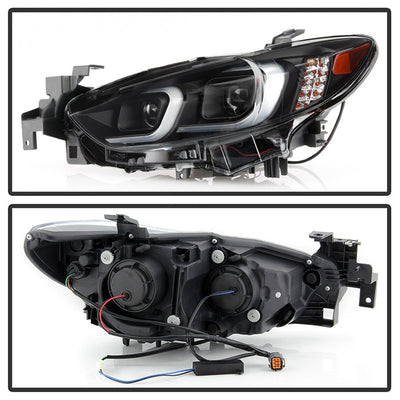 SPYDER xTune 14-17 Mazda 6 Sedan Halogen Model Only LED Light Bar Proj Headlights - Blk - PRO-JH-M614-LB-BK 9047213
