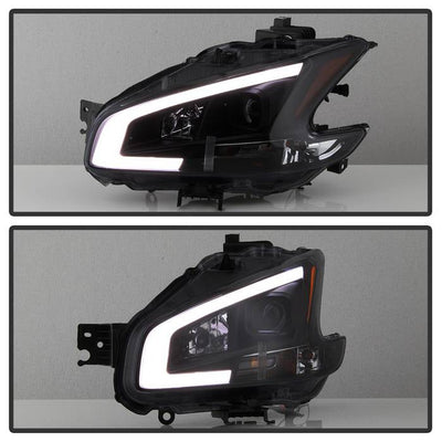 SPYDER xTune 09-14 Nissan Maxima Halogen LED Light Bar Projector Headlights - Smoke (PRO-JH-NM09-LB-BSM) 9043062