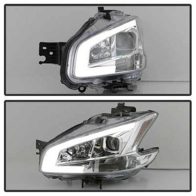 SPYDER xTune 09-14 Nissan Maxima Halogen LED Light Bar Projector Headlights - Chrome (PRO-JH-NM09-LB-C) 9043079
