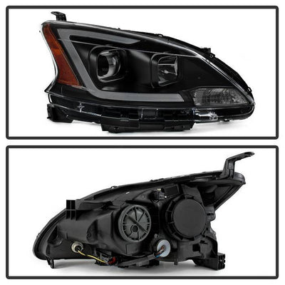 SPYDER xTune 13-15 Nissan Sentra DRL LED Light Bar Proj Halogen Headlights - Blk Smoke (PRO-JH-NS13-LB-BSM) 9042973
