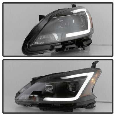 SPYDER xTune 13-15 Nissan Sentra DRL LED Light Bar Proj Halogen Headlights - Blk Smoke (PRO-JH-NS13-LB-BSM) 9042973