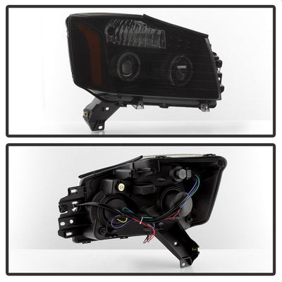 SPYDER xTune Nissan Titan 04-15 Projector Headlights - LED Halo - Black Smoked PRO-JH-NTI04-LED-BSM 5082282