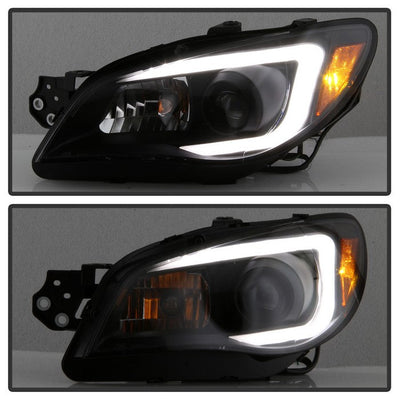 SPYDER xTune 06-07 Subaru WRX Projector Headlights - Halogen - Light Bar DRL - Black (PRO-JH-SWRX06-LB-BK) 9041792