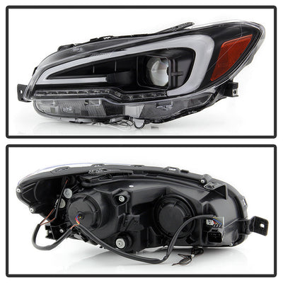 SPYDER xTune 15-18 Subaru Impreza WRX Halogen Proj Headlights - Light Bar DRL - Black PRO-JH-SWRX15-LB-BK 9047602