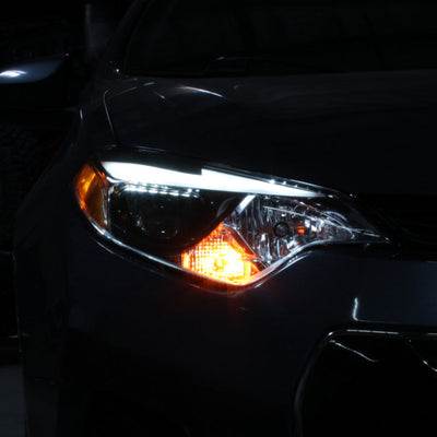SPYDER xTune 14-16 Toyota Corolla w/LED DRL (OE Style) Headlights - Black w/ Chrome (PRO-JH-TCOL14-LED-BK) 9950605