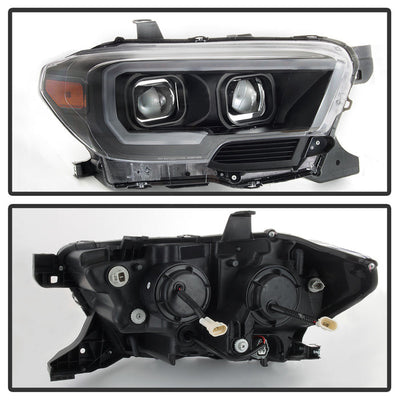 SPYDER xTune Toyota Tacoma 16-18 DRL Light Bar Projector Headlights - Black PRO-JH-TTA16-LBDRL-BK 9039256