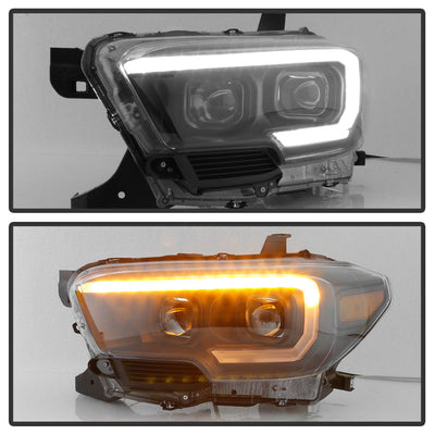 SPYDER xTune Toyota Tacoma 16-18 DRL Light Bar Projector Headlights - Black PRO-JH-TTA16-LBDRL-BK 9039256