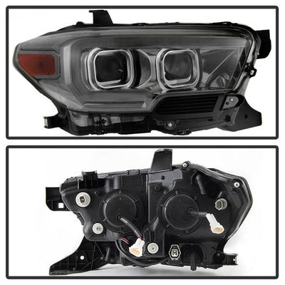 SPYDER xTune Toyota Tacoma 16-18 DRL Light Bar Projector Headlights - Black Smoked PRO-JH-TTA16-LBDRL-BSM 9039270
