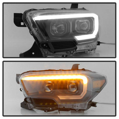 SPYDER xTune 16-18 Toyota Tacoma SR/SR5 DRL Proj Headlights w/Turn Signal - Blk (PRO-JH-TTA16-SR-BK) 9042997