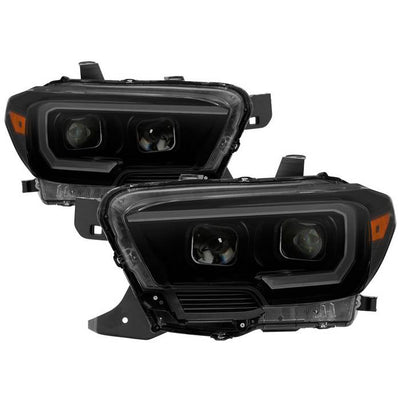 SPYDER xTune 16-18 Toyota Tacoma SR/SR5 DRL Proj Headlights w/Turn Signal - Blk Smk (PRO-JH-TTA16-SR-BSM) 9043000