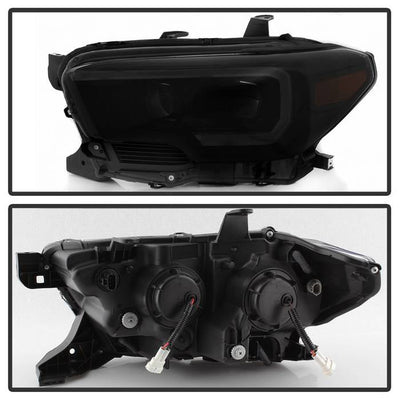 SPYDER xTune 16-18 Toyota Tacoma SR/SR5 DRL Proj Headlights w/Turn Signal - Blk Smk (PRO-JH-TTA16-SR-BSM) 9043000