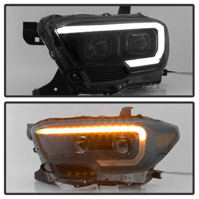 SPYDER xTune 16-18 Toyota Tacoma SR/SR5 DRL Proj Headlights w/Turn Signal - Blk Smk (PRO-JH-TTA16-SR-BSM) 9043000