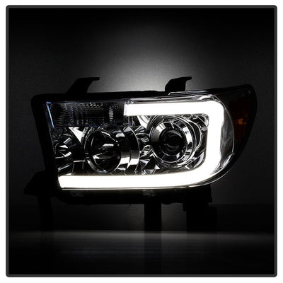 SPYDER Xtune Toyota Tundra 07-13 LED Light Bar Projector Headlights Chrome PRO-JH-TTU07-LED-C 9027895