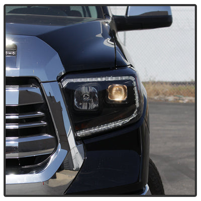 SPYDER xTune 14-17 Toyota Tundra DRL LED Light Bar Proj Headlights - Black Smoke (PRO-JH-TTU14-LB-BSM) 9043031