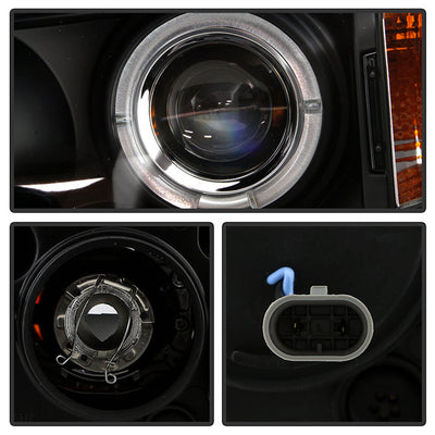 Spyder BMW E46 3-Series 02-05 4DR Projector Headlights 1PC LED Halo Blk PRO-YD-BMWE4602-4D-AM-BK 5042415