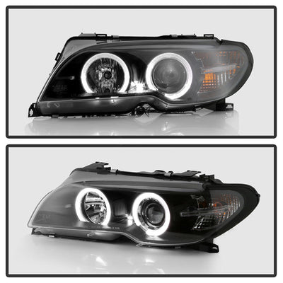 Spyder BMW E46 3-Series 04-06 2 DR Projector Halogen Model- LED Halo Blk PRO-YD-BMWE4604-2DR-HL-BK 5077141