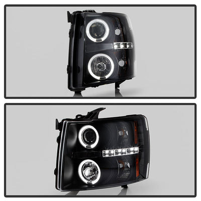 Spyder Chevy Silverado 1500 07-13 Projector Headlights LED Halo LED Blk PRO-YD-CS07-HL-BK 5009494