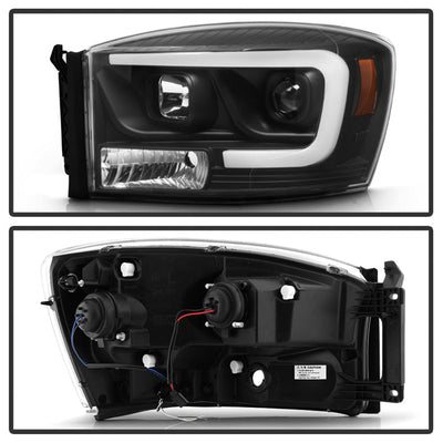 Spyder Dodge Ram 1500 06-08 V2 Projector Headlights - Light Bar DRL - Black (PRO-YD-DR06V2-LB-BK) 5085306