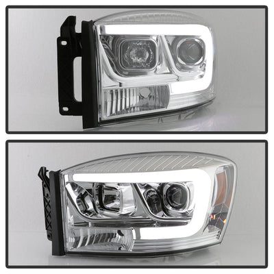 Spyder Dodge Ram 1500 06-08 V2 Projector Headlights - Light Bar DRL - Chrome (PRO-YD-DR06V2-LB-C) 5085290
