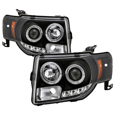 Spyder Ford Escape 08-12 Projector Headlights Halogen Model Only - DRL Black PRO-YD-FES08-DRL-BK 5074225
