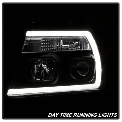 Spyder 04-08 Ford F-150 Projector Headlights - Light Bar DRL - Black PRO-YD-FF15004V2-LB-BK 5084484