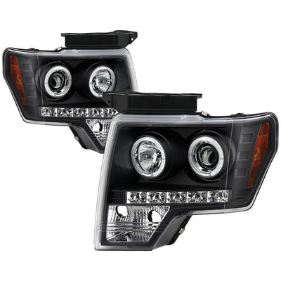 Spyder Ford F150 09-14 Projector Headlights Halogen Model- LED Halo LED Blk PRO-YD-FF15009-HL-BK 5010230