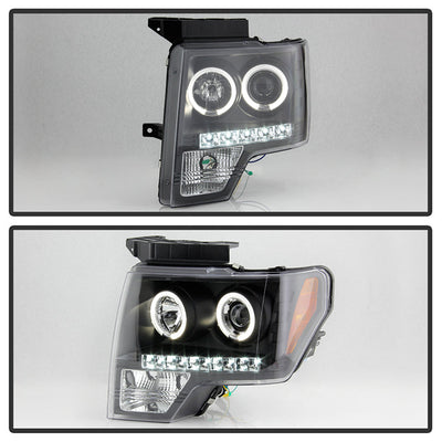 Spyder Ford F150 09-14 Projector Headlights Halogen Model- LED Halo LED Blk PRO-YD-FF15009-HL-BK 5010230