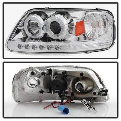 Spyder Ford F150 97-0 Projector - LED Halo Amber Reflctr LED Chome PRO-YD-FF15097-1P-AM-C 5010278