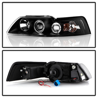 Spyder Ford Mustang 99-04 Projector Headlights LED Halo Black High H1 Low H1 PRO-YD-FM99-1PC-AM-BK 5010445