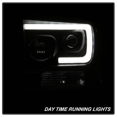Spyder Ford F250/350/450 05-07 Projector Headlights - Light Bar DRL LED - Black PRO-YD-FS05V2-LB-BK 5084507