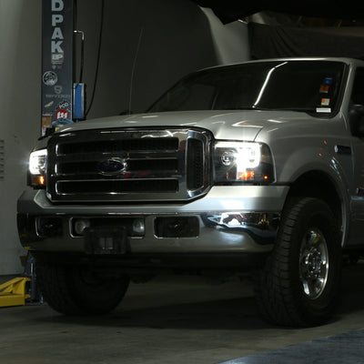 Spyder Ford F250/350/450 05-07 Projector Headlights - Light Bar DRL LED - Black PRO-YD-FS05V2-LB-BK 5084507