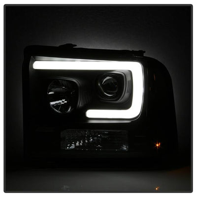 Spyder Ford F250/350/450 05-07 Projector Headlights - Light Bar DRL LED - Black PRO-YD-FS05V2-LB-BK 5084507