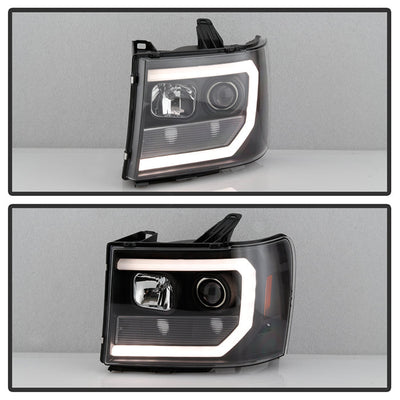 Spyder 07-13 GMC Sierra 1500-3500 Ver 2 Proj Headlights - DRL LED - All Blk PRO-YD-GS07V2-LBDRL-BKV2 5086037