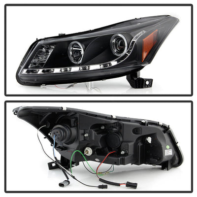 Spyder Honda Accord 08-12 4Dr Projector Headlights- LED Halo DRL Blk PRO-YD-HA08-4D-HL-BK 5010667