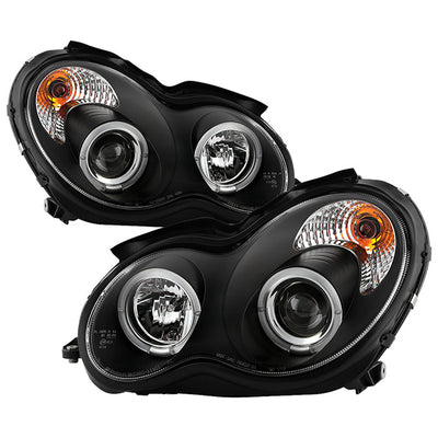Spyder Mercedes Benz C-Class 01-05 4 DrProjector Headlights Halogen LED Halo Blk PRO-YD-MBW203-HL-BK 5011251